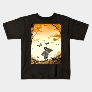 Autumn: Autumn Girl on a Dark Background Kids T-Shirt